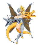  absurd_res big_breasts breasts cleavage clothed clothing crossgender cybernetics cyborg female footwear godzilla_(series) hi_res high_heels humanoid kaiju kaiju_girls_(webcomic) king_ghidorah machine mecha-king_ghidorah scittykitty shoes simple_background solo toho white_background 