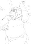  2014 anthro belly bottomwear clothing eyewear felid glasses humanoid_hands kemono lion male mammal overweight overweight_male pantherine pants shirt simple_background solo topwear train_(artist) white_background 