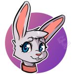  &lt;3 &lt;3_eyes 1:1 ambiguous_gender anthro anzus_valeria blue_eyes buckteeth collar fur happy_hazard hi_res lagomorph leporid long_ears mammal pink_nose rabbit solo teeth white_body white_fur 