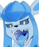  2020 black_nose blue_body blue_ears blue_eyes blue_fur blue_inner_ear blue_tongue bodily_fluids canid canine digital_drawing_(artwork) digital_media_(artwork) drooling eeveelution eyelashes fan_character fangs female feral fur glaceon hi_res icelyn_(emu34b) looking_at_viewer mammal mouth_shot nintendo palate pok&eacute;mon pok&eacute;mon_(species) presenting presenting_mouth randomlucario saliva shaded simple_background solo teeth tongue tongue_out uvula video_games white_background white_pupils 
