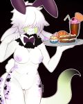  4:5 anthro bow_tie breasts bunny_ears_(cosmetic) female food_tray genitals jelly_(character) lawychan pussy snake_dragon solo 