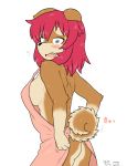  2020 anthro apron apron_only black_nose breasts brown_body brown_fur butt canid canine canis clothing countershading domestic_dog embarrassed female fur gloves_(marking)blush hair kemono looking_at_viewer mammal mostly_nude nipple_outline no3512 open_mouth portrait red_hair shiba_inu short_hair side_boob simple_background solo spitz standing tan_body tan_fur teeth three-quarter_portrait white_background 