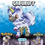  1:1 ambiguous_gender animal_skin blue_body blue_fur blue_markings claws digimon digimon_(species) feral fur fusion gabumon hi_res horn markings nintendo orange_eyes pink_nose pok&eacute;mon pok&eacute;mon_(species) pok&eacute;mon_fusion rockruff tuft video_games villiamboom1 