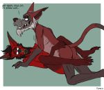  andromorph andromorph/male anthro beard biped black_hair body_hair canid canine canis duo facial_hair fox foxmusk fur grandfather grandparent grey_hair hair hairy incest_(lore) intersex intersex/male male mammal markings mature_male nico_(foxmusk) nude old red_body red_fur tros_(foxmusk) 