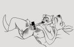  5_fingers absurd_res anthro bed bed_sheet bedding bodily_fluids cuddling duo fingers furniture hi_res holding_object kangaroo macropod male male/male mammal marsupial on_bed open_mouth phone rosphix saliva simple_background sleeping 
