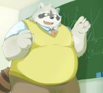  2020 absurd_res anthro belly bottomwear clothing fur grey_body grey_fur hi_res humanoid_hands kemono male mammal noctnoc obese obese_male overweight overweight_male pants procyonid raccoon shirt solo topwear 