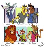  2020 animalympics anthro beastars bodily_fluids bojack_horseman bojack_horseman_(character) canid canine canis clothed clothing disney dodgyrom equid equine felid female feral fox fur grey_body grey_fur horse kit_mambo legoshi_(beastars) lion male mammal mr._peanutbutter netflix nick_wilde pantherine simba six_fanarts_challenge the_lion_king wolf zootopia 