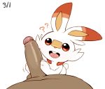  2020 ? ambiguous_gender buckteeth doppel duo erection genitals human lagomorph looking_at_viewer male male/ambiguous mammal nintendo open_mouth penis pok&eacute;mon pok&eacute;mon_(species) scorbunny simple_background size_difference smile solo_focus teeth tongue video_games white_background 