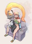  2girls absurdres brellom genderswap gerudo_link grinding highres lap_dance link midna multiple_girls sweatdrop yuri 