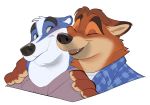  badger black_nose canid canine digital_media_(artwork) disney duo fox fur gideon_grey hair igiveyoulemons male male/male mammal mustelid musteline open_mouth simple_background smile teeth tongue white_background zootopia 