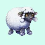  1:1 ambiguous_gender blue_background bovid caprine feral fur hooves horn mammal nintendo orange_eyes pink_nose pok&eacute;mon pok&eacute;mon_(species) sheep simple_background threehares tongue tongue_out video_games wool_(fur) wooloo yellow_sclera 