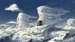  16:9 2020 building cloud cold day detailed_background digital_media_(artwork) dragon hi_res house ice open_door outside rock sky snow themefinland widescreen wingless_dragon 