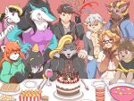  4:3 ailurid anthro basitin bilberryfryst birthday birthday_cake bovid brony cake canid canine canis caprine coyote cthulhu-kun_(character) equid equine eugeniamilros eugeniy_g eugeniyburnt_(character) eyewear female food fox friends glasses group horse human hybrid knil_(character) male mammal mintredpanda oktiwolfik pony red_fox red_panda sergal sheep silver_fox sly_the_pony_(character) smile sp4evar_(artist) thicc_cheese twokinds voogaroo webcomic 