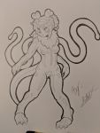  3:4 absurd_res anonymous_artist anthro bodysuit breasts claws clothing dorukolorukalai facial_markings female hair head_markings hi_res hope humanoid mammal markings monochrome rubber simple_background skinsuit solo tentacles tight_clothing 