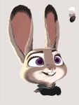  2020 3:4 ambiguous_gender anthro buckteeth bust_portrait cheek_tuft clothed clothing color_swatch dipstick_ears disney facial_tuft grey_background judy_hopps lagomorph leporid mammal multicolored_ears open_mouth open_smile portrait purple_eyes rabbit simple_background smile solo teeth tggeko tuft zootopia 