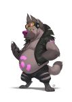  2020 anthro belly bobbylontra bottomwear breeze_in_the_clouds clothing headphones hi_res humanoid_hands hyaenid male mammal overweight overweight_male pants simple_background sodo_(breeze_in_the_clouds) solo spotted_hyena white_background 