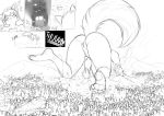  2020 absurd_res anthro anus ass_up building butt canid canine chest_tuft city destruction diving female fluffy fluffy_tail fox genitals hair hi_res jumping kaaly_(notbad621) long_hair macro mammal monochrome multiple_images notbad621 pawpads paws pussy raised_tail rear_view sketch solo sound_effects subway tuft 