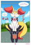  absurd_res anthro braixen clothed clothing crossdressing duo ellie_the_braixen girly hi_res maid_uniform male nikkibunn nintendo pok&eacute;mon pok&eacute;mon_(species) rotom uniform video_games 