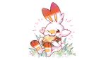  ambiguous_gender anthro bandage biped eating food grass lagomorph mammal nintendo one_eye_closed pok&eacute;mon pok&eacute;mon_(species) sandwich_(food) scorbunny signature simple_background sitting solo teeth video_games xxmioxx 