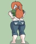  big_butt blue_eyes braided_hair butt clothed clothing curvy_figure elf feet female guiltyskull_(artist) hair hi_res humanoid long_ears long_hair looking_annoyed red_hair solo string_panties thick_thighs wide_hips 