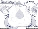  anthro belly big_belly big_breasts body_outline breast_imprints breasts dialogue digestion duo english_text face_imprint female female_pred female_prey floatzel hand_imprint huge_breasts imprint navel nekocrispy nidoqueen nintendo oral_vore pok&eacute;mon pok&eacute;mon_(species) rumbling_stomach text thick_thighs url video_games vore wide_hips 