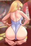  2020 5_toes big_butt blurred_background breasts butt butt_focus butt_pose clothed clothing digital_media_(artwork) ear_piercing ear_ring eyebrows eyelashes feet female hair hi_res humanoid humanoid_feet humanoid_pointy_ears hylian inside kneeling leotard long_hair looking_at_viewer looking_back nintendo piercing pose princess_zelda rear_view skimpy soles solo text the_legend_of_zelda toes twistedscarlett60 url video_games 