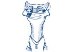  2020 anthro blue_and_white cheek_tuft clothed clothing domestic_ferret facial_tuft fur jewelry mammal monochrome mustela mustelid musteline necklace samur_shalem simple_background sketch solo tuft white_background 
