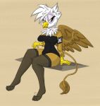  anthro avian clothing female flutterthrash friendship_is_magic gilda_(mlp) gryphon hi_res legwear my_little_pony mythological_avian mythology solo stockings 