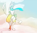  4_ears anthro avali axe band-aid bandage bandaged_arm breasts clothed clothing female genitals lodi melee_weapon mountain multi_ear partially_clothed pussy raised_tail restricted_palette scarf sketch small_breasts solo standing thick_thighs tree weapon wind 