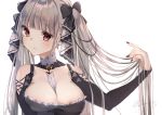  anthropomorphism azur_lane bow breasts cleavage close formidable_(azur_lane) goth-loli gray_hair kodama_(koda_mat) lolita_fashion long_hair red_eyes signed twintails 