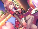  asa_no_ha couch dress drink food original thighhighs wink 