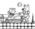  anthro canid canine canis clothing couple_(romantic) dancing dennis domestic_cat dress duo el_se&ntilde;or_erizo eyes_closed felid feline felis female male male/female mammal monochrome moon paris roof rooftop scarf suzette torn_clothing traditional_media_(artwork) were werecanid werecanine werewolf wolf 