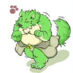  1:1 2014 anthro belly blush bulge canid canine clothing fur green_body green_fur hi_res humanoid_hands kemono male mammal moobs overweight overweight_male simple_background solo suishou0602 underwear white_background 