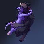  1:1 blizzard_entertainment breasts canid canine draenei fangs female hi_res hooves hug humanoid indigochto jewelry male male/female mammal nude paws piercing simple_background video_games warcraft were werecanid worgen 