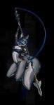  anthro blue_eyes botak breasts canid canine clothing female fox hair hi_res highlights_(coloring) looking_at_viewer mammal melee_weapon polearm smile solo spear vesra_dorantes weapon 