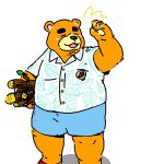  1:1 2020 animal_crossing anthro belly black_nose blush bottomwear clothing eyes_closed kemono low_res male mammal nintendo overweight overweight_male pommn_mn shirt shorts simple_background solo teddy_(animal_crossing) topwear ursid video_games white_background 