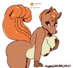  anthro anthrofied big_breasts breasts canid canine female hi_res holding_breast looking_at_viewer mammal natural_breasts nintendo nude pok&eacute;mon pok&eacute;mon_(species) rainbowsprinklesart sagging_breasts side_view slightly_chubby solo video_games vulpix 
