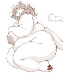  &lt;3 3_toes :d ahoge anthro areola belly big_belly big_breasts big_butt black_nose black_pawpads breasts brown_hair butt curvy_figure cute_fangs felid female fur hair hi_res hindpaw huge_breasts huge_butt kemono lion long_tail looking_at_viewer mammal mane mane_hair monotone_body monotone_fur monotone_hair nipples nude obese obese_female open_mouth open_smile overweight overweight_female pantherine pawpads paws radiowave side_view simple_background sitting smile solo thick_thighs toes voluptuous white_background white_body white_fur 