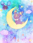  character_request cloud commentary_request crescent_moon gen_2_pokemon kemoribon moon pokemon sitting_on_moon star tail umbreon wings 