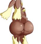  2019 alpha_channel anthro arm_tuft blush brown_body brown_ears brown_fur brown_tail butt female fur fur_tuft genitals hi_res looking_at_viewer looking_back lopunny mohurin multicolored_ears nintendo nude pok&eacute;mon pok&eacute;mon_(species) pussy rear_view red_eyes simple_background smile solo transparent_background tuft two_tone_ears video_games wrist_tuft 