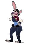  anthro black_hair blackshirtboy blush claws clothed clothing digital_media_(artwork) disney eyewear female fur gender_transformation glasses hair human human_to_anthro judy_hopps lagomorph leporid male mammal mtf_transformation open_mouth paws purple_eyes rabbit simple_background solo species_transformation standing surprise tf_into_fictional_character toes tongue transformation white_background zootopia 