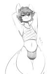  anthro bulge clothing eyeshadow fishnet fishnet_topwear girly hungry makeup male midriff monochrome navel reptile rumbling_stomach sammy73 scalie sidney_(sammy73) snake solo thick_thighs thong underwear wide_hips 