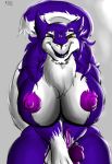  anthro big_breasts bigshow breasts clitoral_hood front_view genitals herm herm_(lore) hi_res hiding_penis intersex multicolored_eyes nipples nude penis pussy rose_(sergal) sergal solo 
