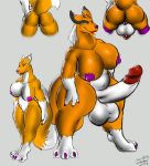  balls bess-dgm(r) bess_project big_balls big_breasts big_hipped bigshow breasts digimon digimon_(species) female genitals herm hi_res hyper intersex pillarbox rear_view renamon transformation 