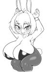  adelia_(changbae) big_breasts blush breasts bunny_costume changbae cleavage clothed clothing costume curvy_figure female goblin hi_res huge_breasts humanoid monochrome not_furry solo thick_thighs voluptuous 