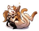  alcohol anthro beverage bottomless brown_hair clothed clothing conditional_dnp domestic_cat felid feline felis female feral flat_chested fur hair mammal open_mouth ponytail semi-anthro simple_background smile solo tan_body tan_fur tom_fischbach windstraw_kidwell 
