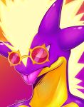  commentary english_commentary face gen_8_pokemon looking_at_viewer mauveraw pokemon signature sunglasses tongue tongue_out toxtricity toxtricity_(amped) 
