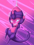  blank_eyes commentary creature english_commentary evil_smile floating full_body gen_7_pokemon highres mauveraw no_humans poipole pokemon pokemon_(creature) purple_background purple_theme signature smile solo ultra_beast 