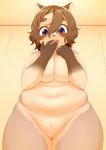  848siba anthro blue_eyes breasts canid canine female hair hi_res kemono legs_together mammal navel nude open_mouth overweight overweight_female raccoon_dog short_hair solo tanuki 