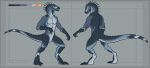  2019 4_fingers 4_toes anthro barefoot biped black_claws carcharodontosaurid carcharodontosaurus claws color_swatch dewclaw digital_media_(artwork) dinosaur featureless_crotch fingers grey_background grey_body grey_scales grey_tail halopromise jannarr long_tail looking_at_viewer male model_sheet naturally_censored nude open_mouth open_smile orange_eyes reptile scales scalie simple_background smile solo standing teeth theropod toe_claws toes 